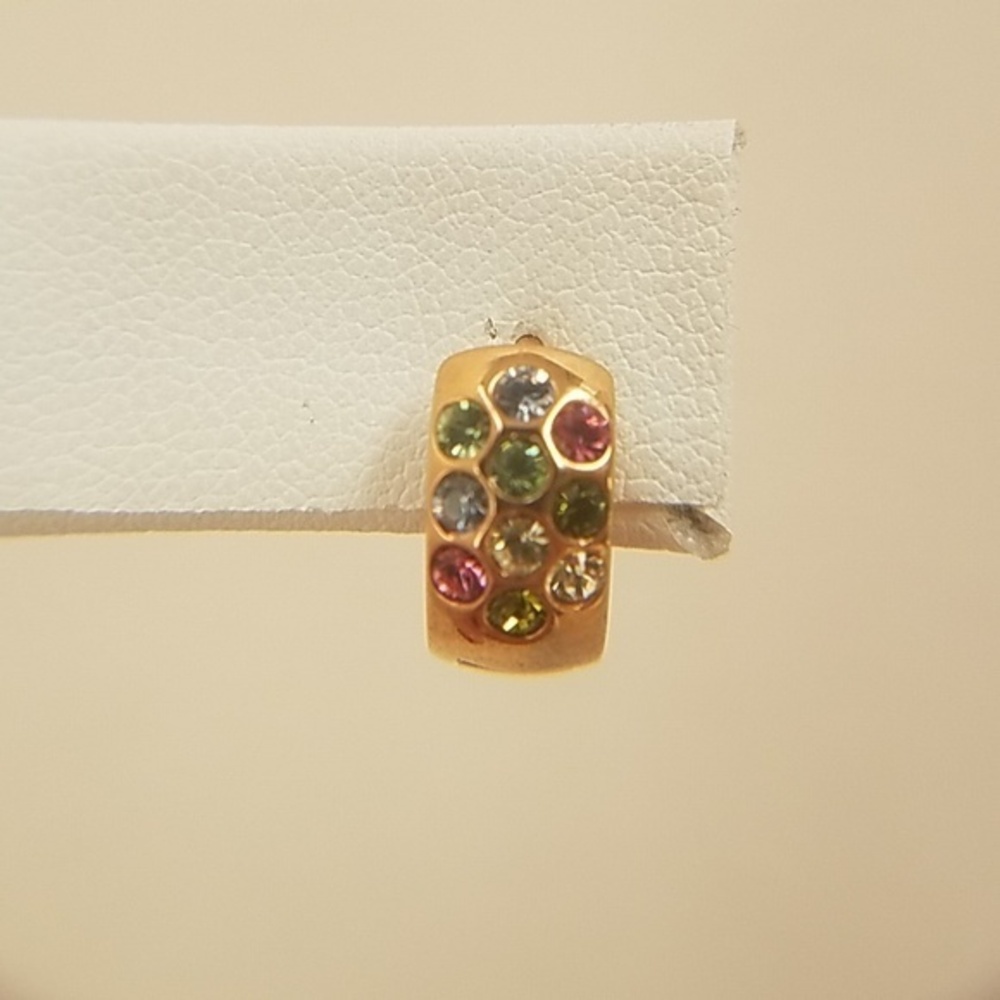 Rose Gold Rainbow CZ Hoop Earrings